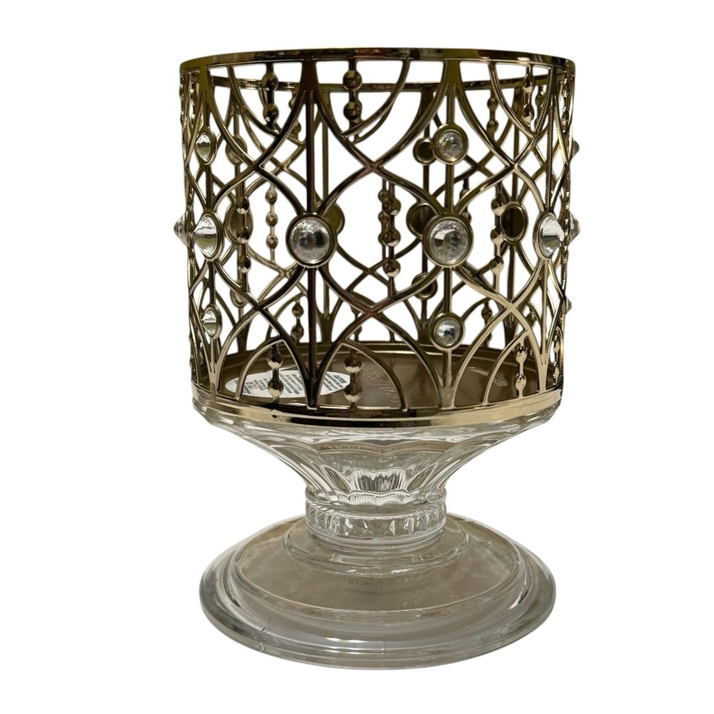 Bath & Body Works GEMS & GOLD 3-Wick PEDESTAL‎ Candle Holder